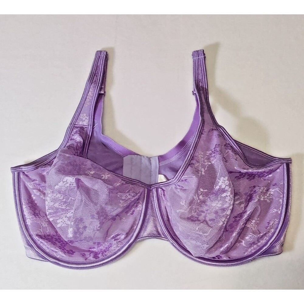Cacique Bra 44DD Bali Satin Lavender Embroidered Lace Underwire Sexy, Sensual